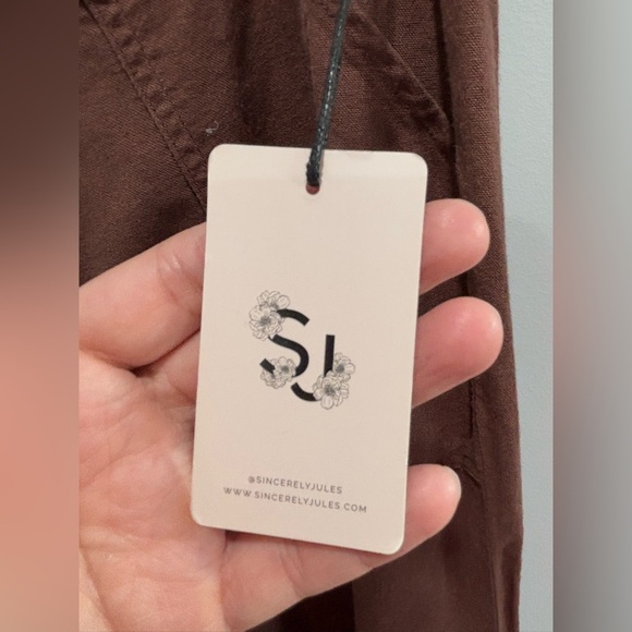 🌟🌟Sincerely Jules Women’s Linen Blend Casual Cargo Flare Pants - Brown 🌟🌟 - Picture 6 of 14